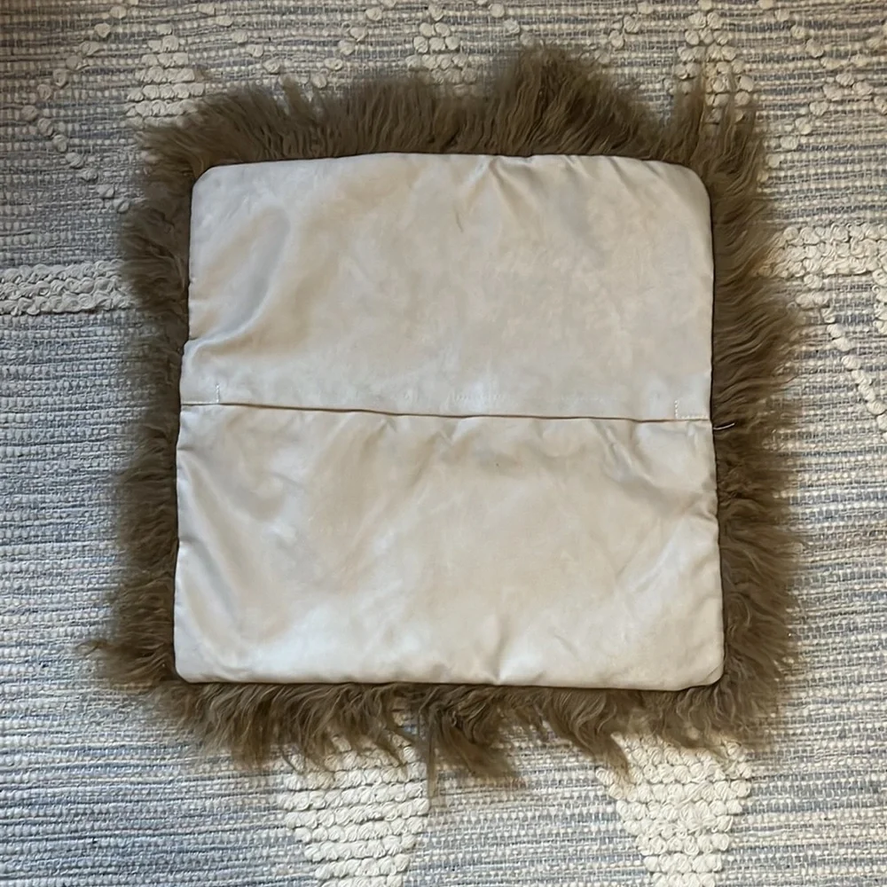 Brown Mongolian Fur Pillow Cover Size 20in X 20in - Picture 3 of 4